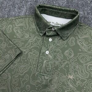 Texas Standard Big Bend Topo Polo Mens S Green Topographic Map Performance Golf